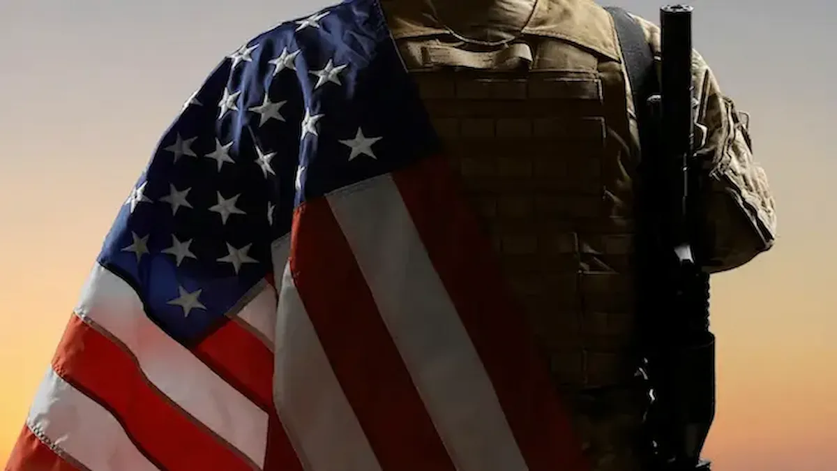 Veteran with U.S. flag